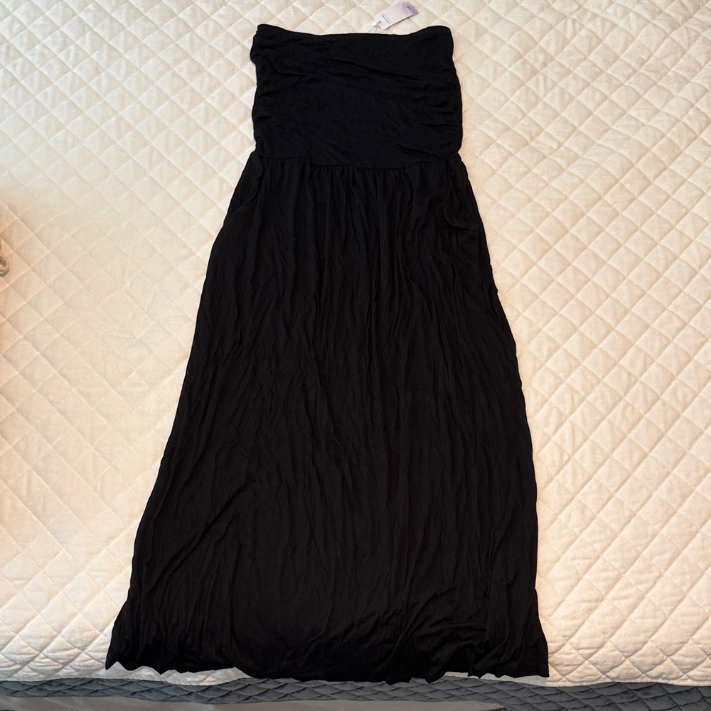 LASCANA Victoria’s Secret Elegant Black Strapless Maxi Dress w/pockets Large NWT